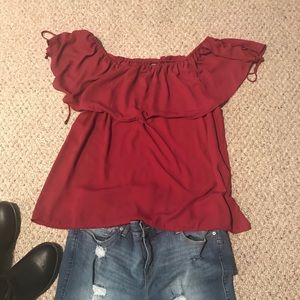 Red Ruffle Top